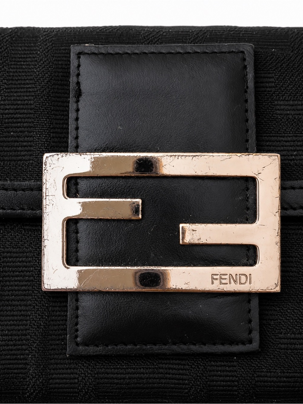 Fendi Vintage Black FF Zucca Trifold Wallet Silver FF Buckle - Picture 3 of 7